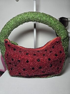 Anthroplogie Tate Beaded Watermelon Bag